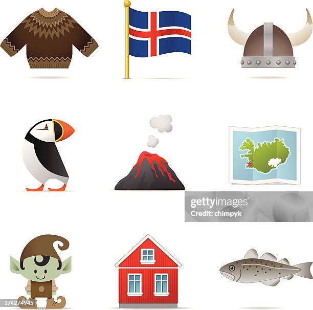 stockillustraties, clipart, cartoons en iconen met iceland icons - scandinavian descent