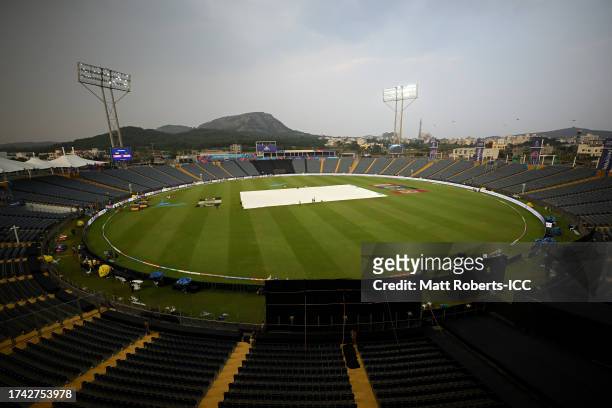 General view during the ICC Men's Cricket World Cup India 2023 India & Bangladesh Net Sessions at MCA International Stadium on October 18, 2023 in...