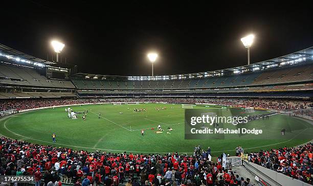 General view during a Liverpool FC training session at Melbourne Cricket Ground on July 23, 2013 in Melbourne, Australia.