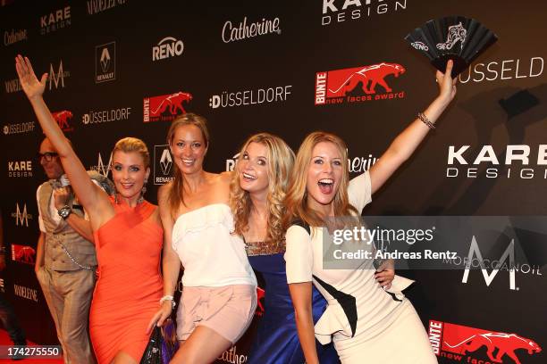 Jennifer Knaeble, Angela Finger-Erben, Eva Imhof and Mirjam Lange attend KARE Design at the New Faces Award Fashion 2013 at Rheinterrasse on July 22,...