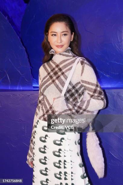 Actress/model Kathy Chow Man-kei attends the opening ceremony of Burberry pop-up store on October 16, 2023 in Hong Kong, China.