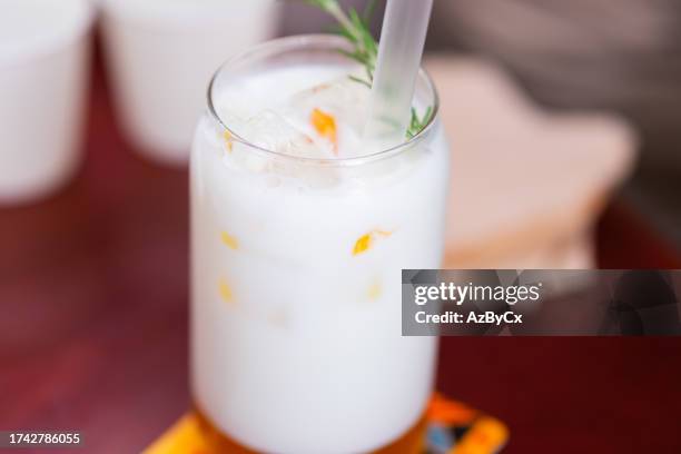 peach yoghurt - peach cream soup stock pictures, royalty-free photos & images