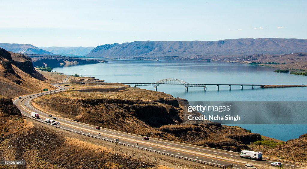 Stunning Landscape with Bridge and Mountain Roads