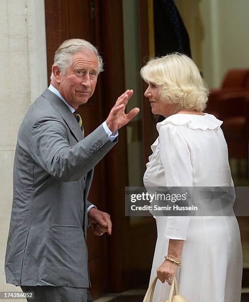 Prince Charles, Prince of Wales and Camilla, Duchess of Cornwall arrive at The Lindo Wing to visit Catherine, Duchess Of Cambridge and her newborn...