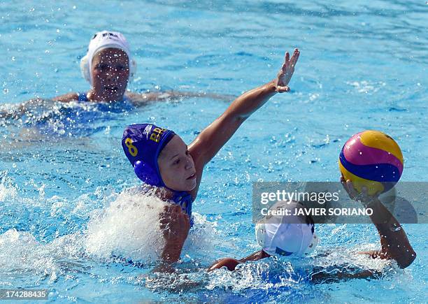 Brazil's Izabella Chiappini vies with Kazakhstan's Aizhan Akilbayeva during the preliminary round match between Kazakhstan and Brazil of the women's...