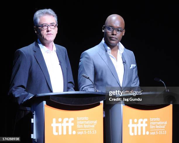 Piers Handling and Co-Director of TIFF Cameron Bailey attend the 2013 Toronto International Film Festival Opening Press Conference held at TIFF Bell...