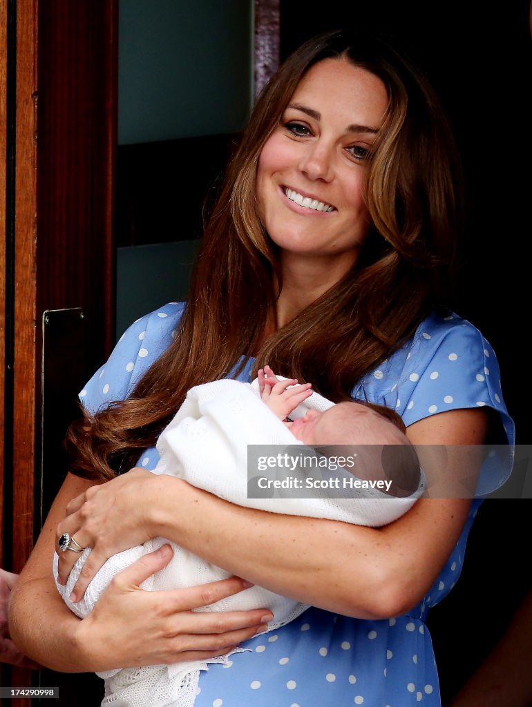 The Duke And Duchess Of Cambridge Leave The Lindo Wing With Their Newborn Son