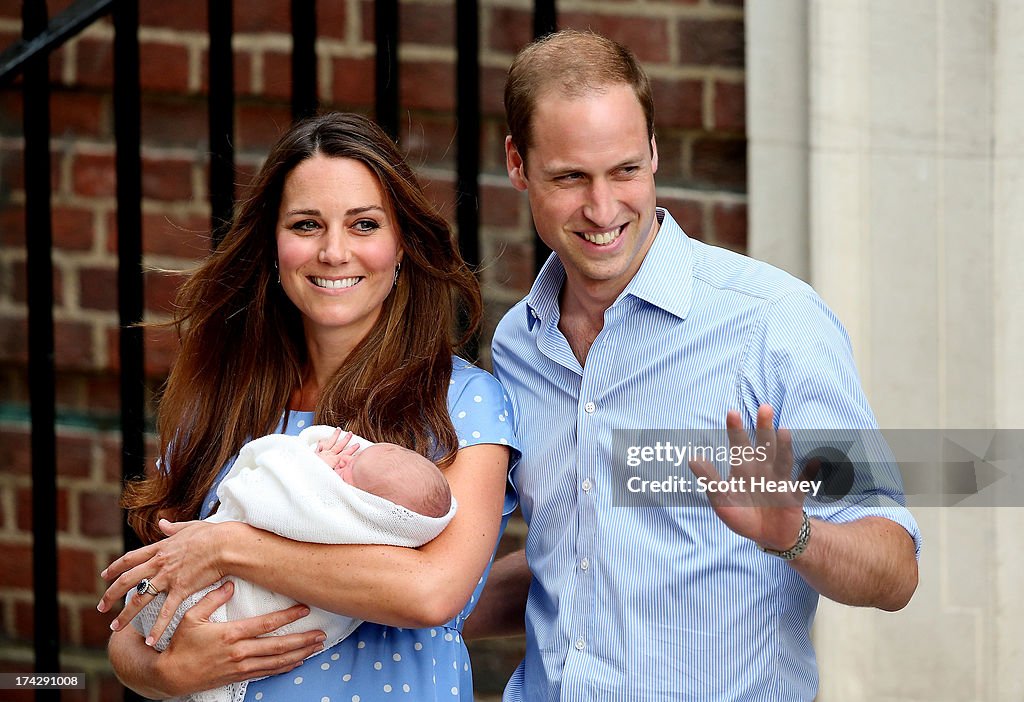 The Duke And Duchess Of Cambridge Leave The Lindo Wing With Their Newborn Son