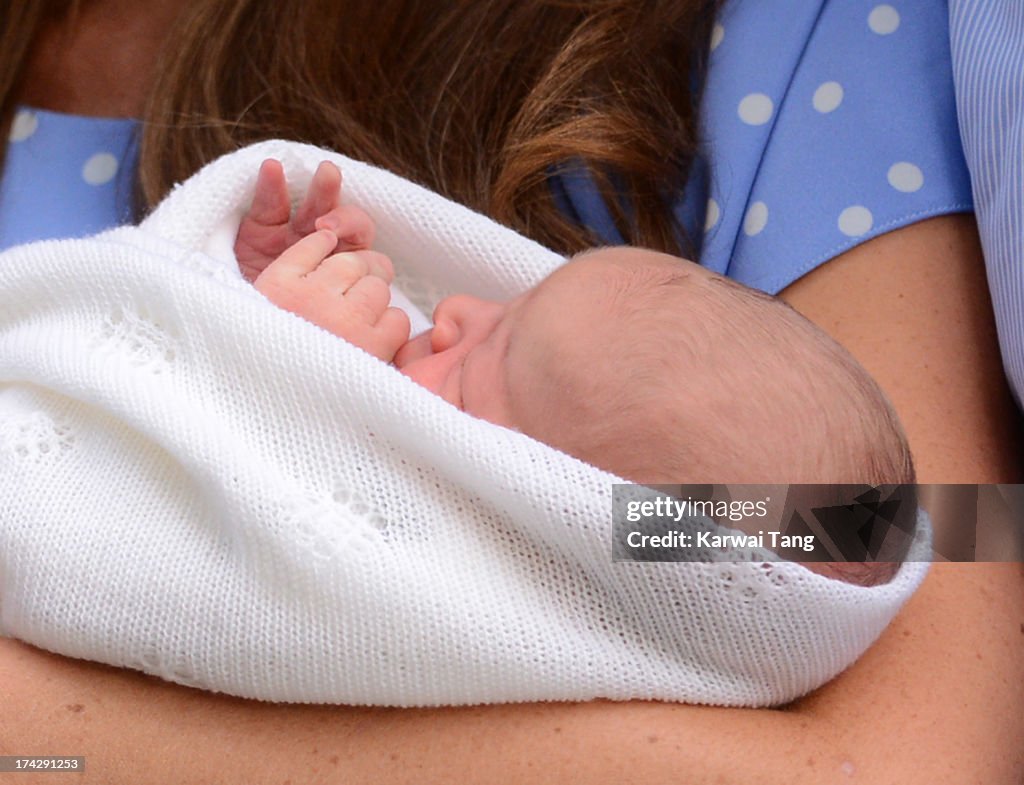 The Duke And Duchess Of Cambridge Leave The Lindo Wing With Their Newborn Son