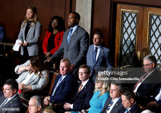 Rep. John James cast his vote as the House of Representatives holds its second round of voting for a new Speaker of the House at the U.S. Capitol on...