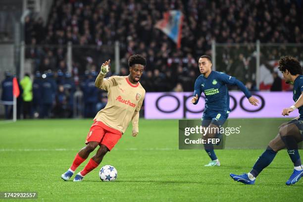 Elye WAHI during the UEFA Champions League Group B match between Racing Club de Lens and Philips Sport Vereniging at Stade Felix Bollaert on October...