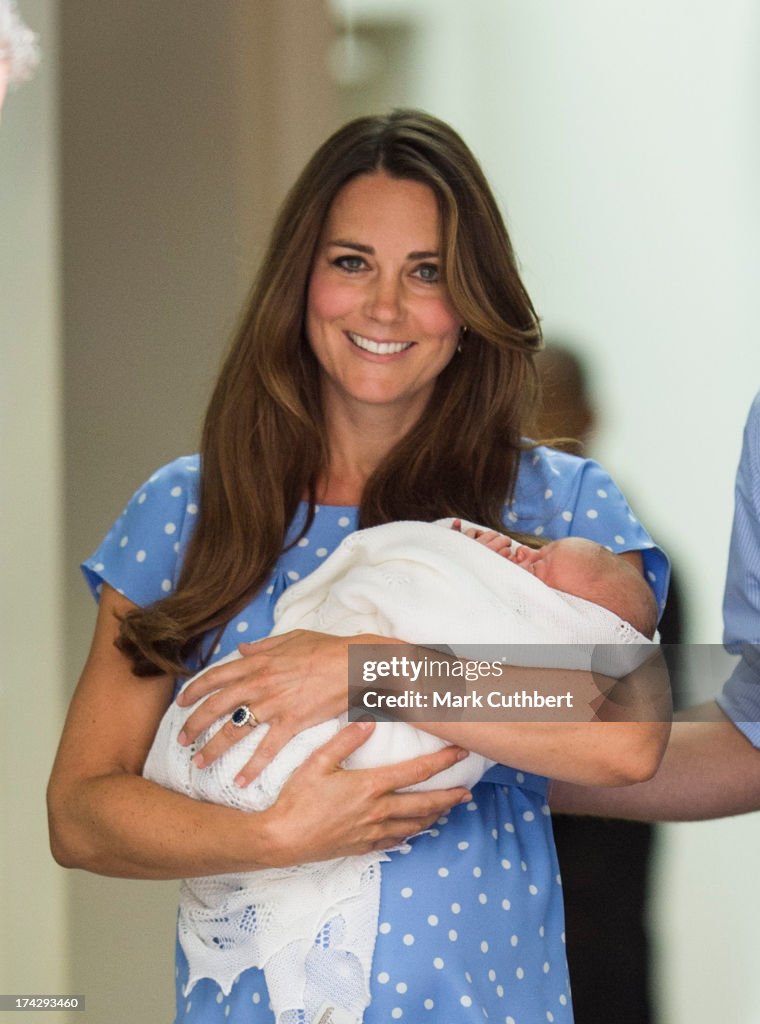 The Duke & Duchess Of Cambridge Leave The Lindo Wing With Their Newborn Son