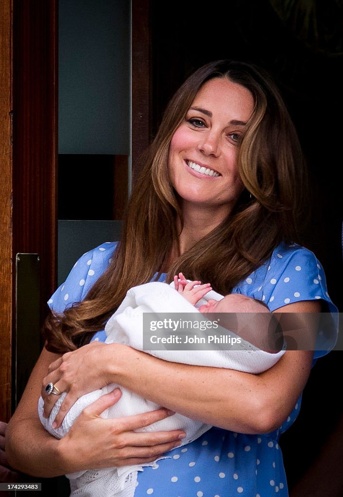 The Duke & Duchess Of Cambridge Leave The Lindo Wing With Their Newborn Son