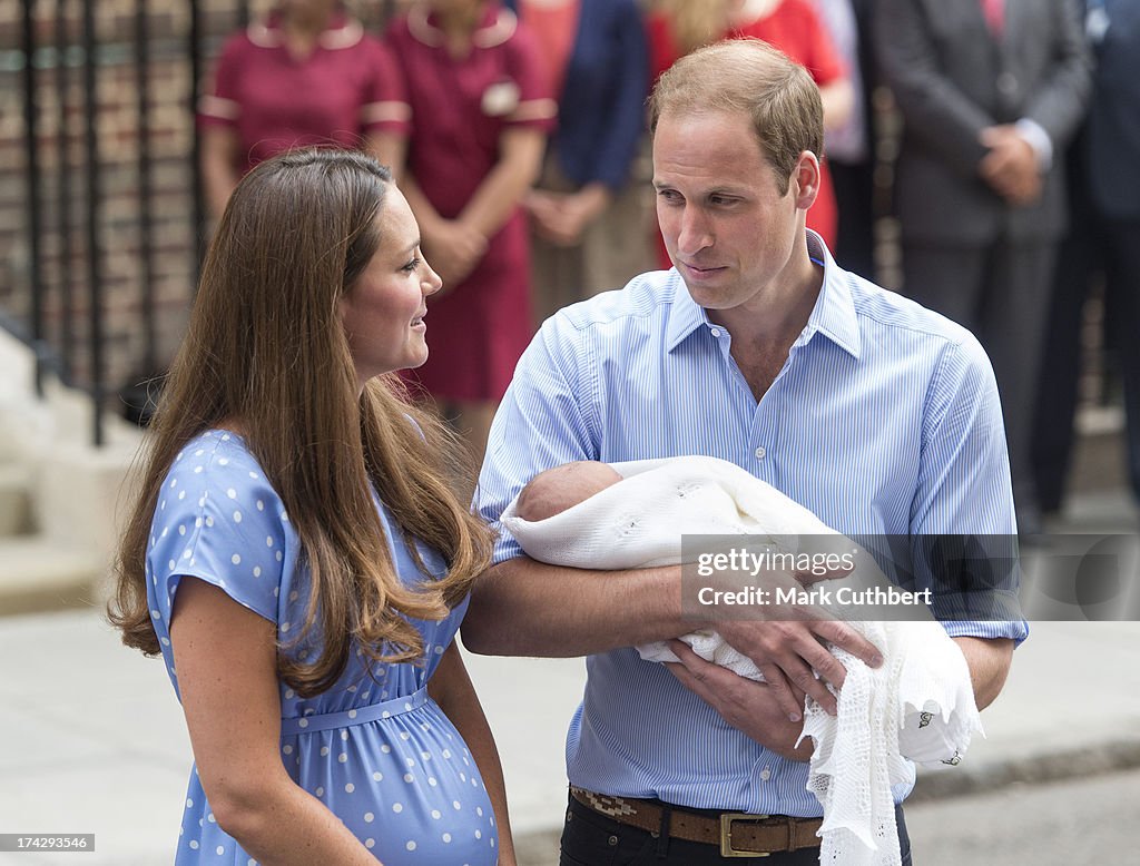 The Duke & Duchess Of Cambridge Leave The Lindo Wing With Their Newborn Son