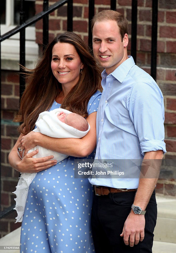 The Duke & Duchess Of Cambridge Leave The Lindo Wing With Their Newborn Son