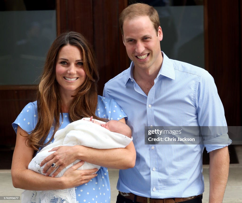 The Duke And Duchess Of Cambridge Leave The Lindo Wing With Their Newborn Son