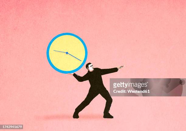 illustration of man throwing clock symbolizing deadline - organized stock illustrations