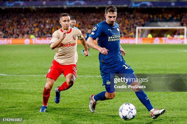 Stade Bollaert-Delelis. Football, Champions League, season 2023-2024. Lens - PSV. Olivier Boscagli of PSV - Photo by Icon sport during the UEFA...