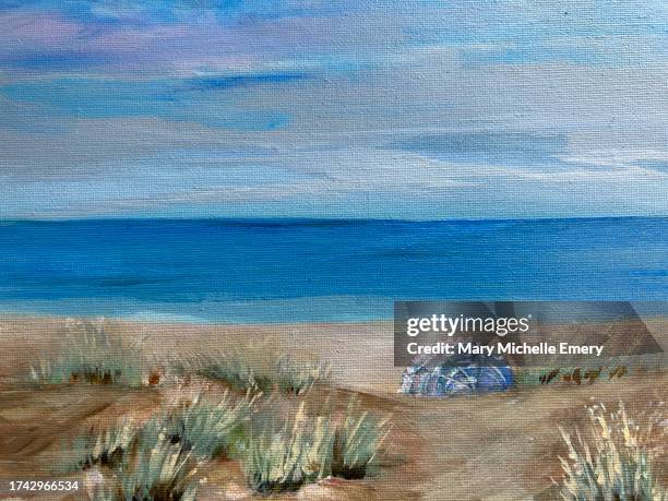 parasol on the beach - converging paths stock illustrations