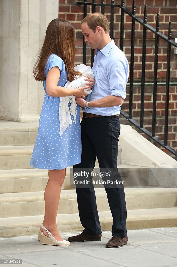 The Duke & Duchess Of Cambridge Leave The Lindo Wing With Their Newborn Son