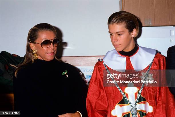 Prince Emanuele Filiberto of Savoy, nephew of the last king of Italy, Humbert II of Savoy, together with his mother Marina Ricolfi Doria. 1989..