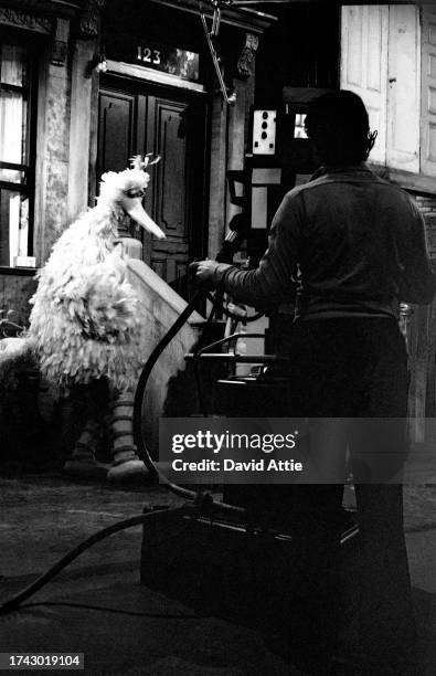 Puppeteer Caroll Spinney as 'Big Bird' during the taping of Sesame Street's very first season, taken for America Illustrated Magazine, at Reeves...