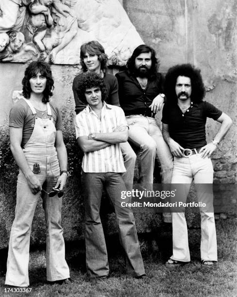 The Italian melodic rock band I Camaleonti composed again of five elements with the musician Dave Sumner; from left, standing: Dave Sumner , Antonio...