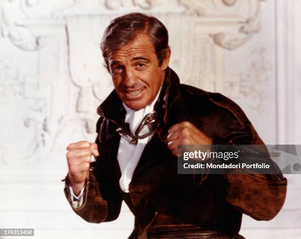 French actor Jean-Paul Belmondo putting on a boxer position in Ace of Aces. 1982.