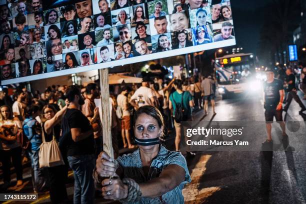 Family, friends and community members call for the release of their loved ones, who are part of more than 200 hostages captured by HamasÕ after their...