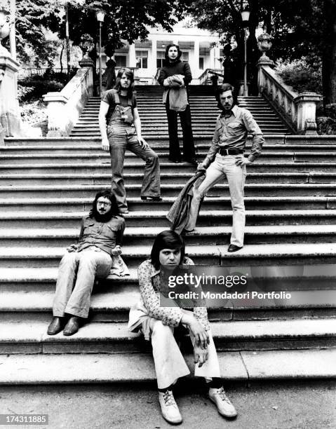 Italian singer Augusto Daolio, Italian keyboard player Beppe Carletti, Italian drummer Paolo Lancellotti, Italian bass player Umberto Maggi and...