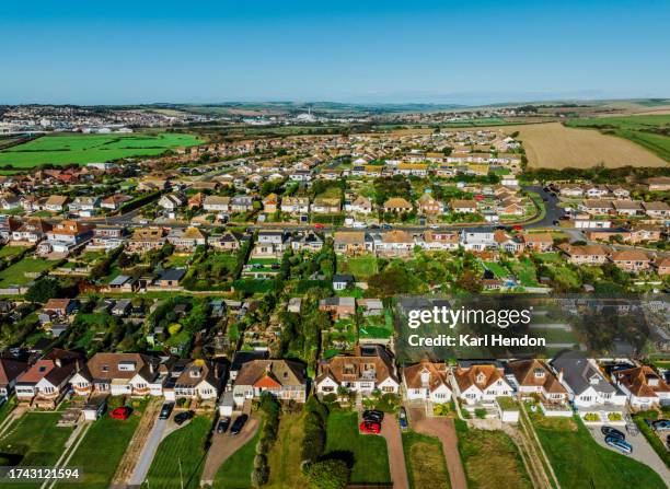 an elevated view of houses in east sussex - east sussex stock pictures, royalty-free photos & images