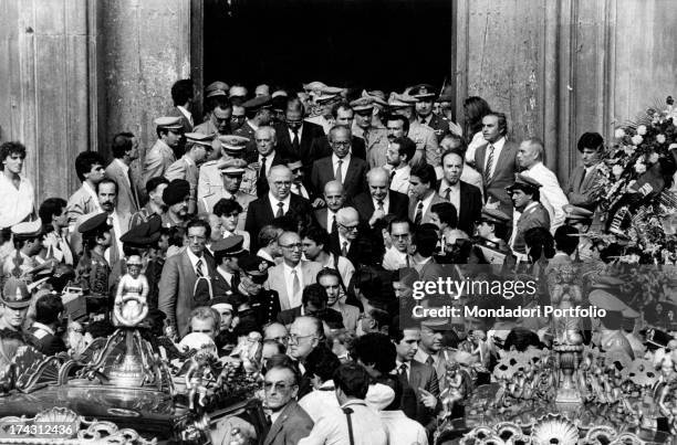 The funeral of Italian general and Prefect Carlo Alberto Dalla Chiesa and his wife Emanuela Setti Carraro. Palermo, 4th September 1982.