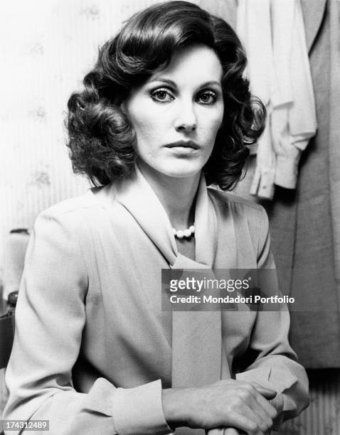 Portrait of Italian television presenter and actress Gabriella Farinon. Rome, 1970s.