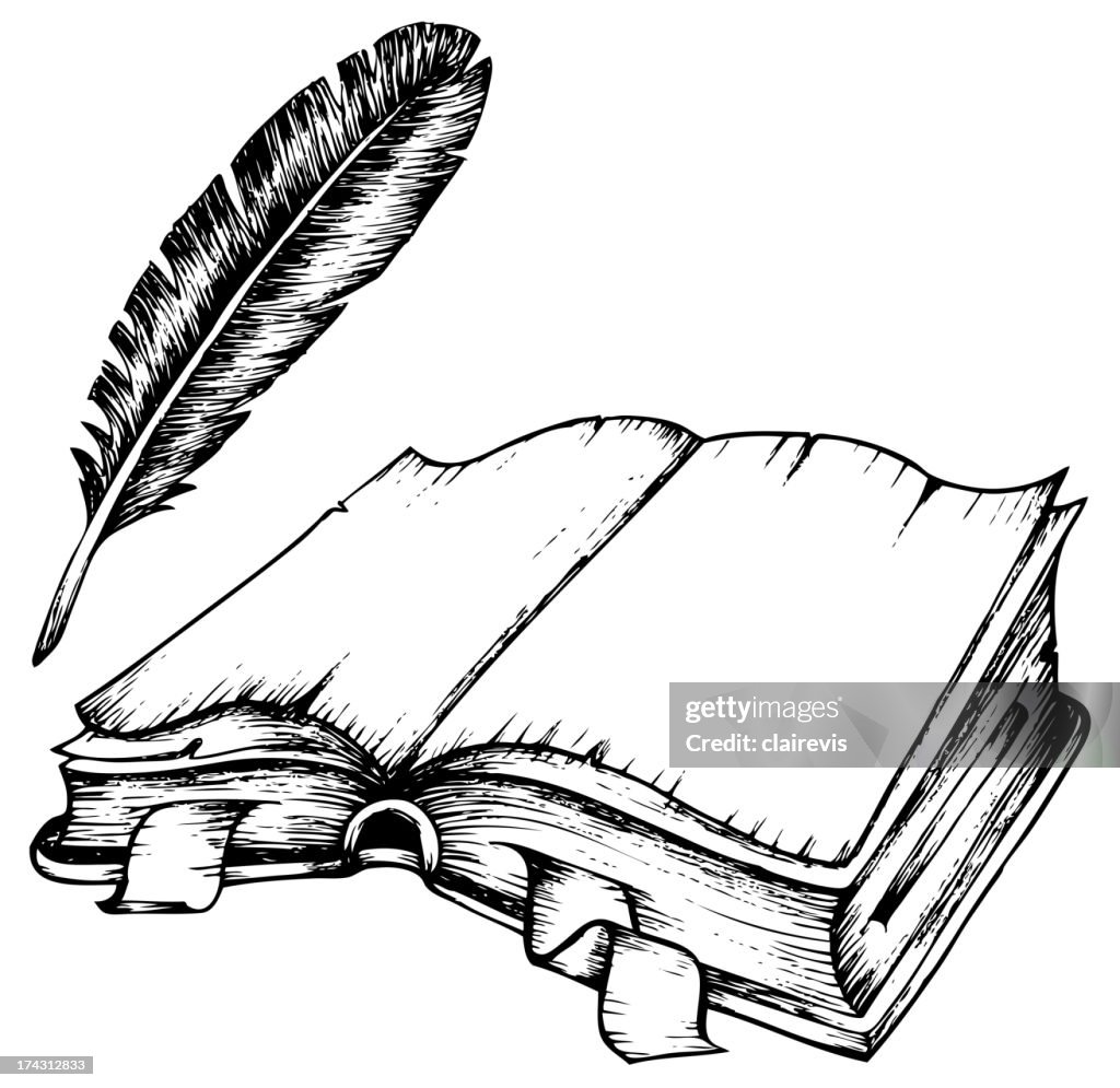 https://media.gettyimages.com/id/174312833/vector/drawing-of-opened-book-with-feather.jpg?s=1024x1024&w=gi&k=20&c=P8DALqLsZ3humlsYrKvuPPy-T1JihLR_pFr1v7v1XyI=