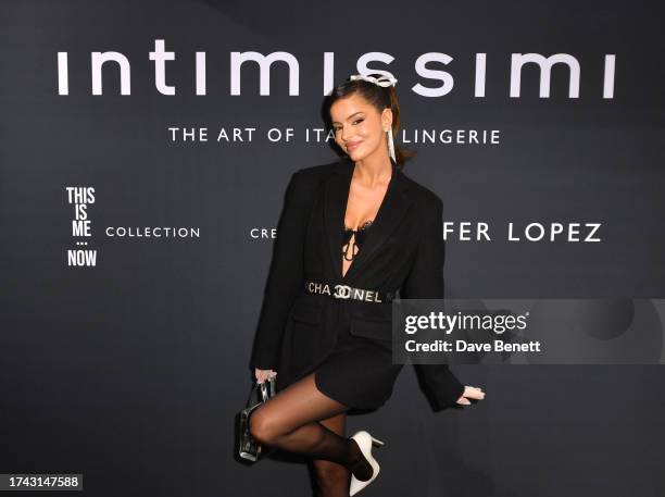 Maura Higgins attends the Intimissimi x Jennifer Lopez 'This Is Me … Now' collection launch on October 18, 2023 in London, England.