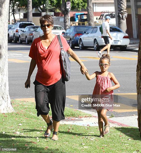 Actress Halle Berry and her daughter Nahla Ariela Aubry as seen on July 23, 2013 in Los Angeles, California.