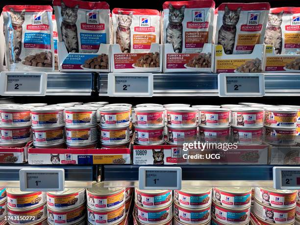 New Automated digital display price tags at Petco store, Manhattan, New York.