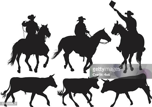 multiple image of rodeo - cowboy stock illustrations