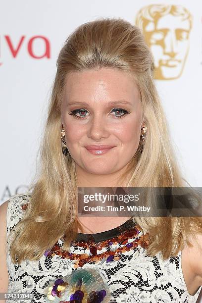 Romola Garai poses in the press room at the Arqiva British Academy Television Awards 2013 at the Royal Festival Hall on May 12, 2013 in London,...