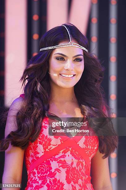 Actress Ximena Navarrete attends the premiere of Univision's new telenovela "La Tempestad" at Universal CityWalk on July 23, 2013 in Universal City,...