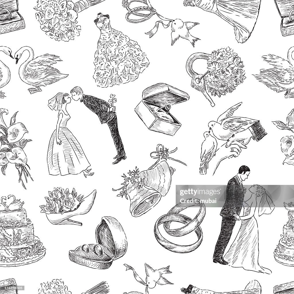 Pattern of a wedding symbols