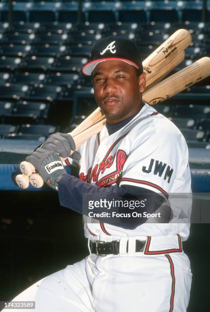 Terry Pendleton of the Atlanta Braves poses for this portrait before the start of a Major League Baseball game circa 1991 at Atlanta-Fulton County...