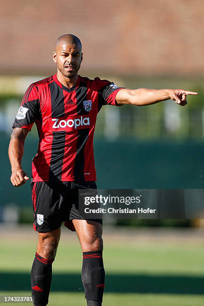 Steven Reid of West Bromwich Albion reacts during the pre season friendly match between Puskas FC Academy and West Bromwich Albion at the Varosi...