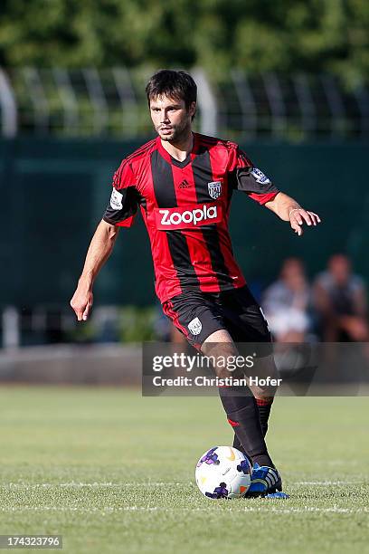 Claudio Yacob of West Bromwich Albion in action during the pre season friendly match between Puskas FC Academy and West Bromwich Albion at the Varosi...