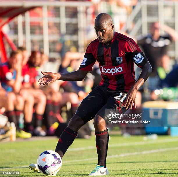 Youssee Mulumbu of West Bromwich Albion in action during the pre season friendly match between Puskas FC Academy and West Bromwich Albion at the...