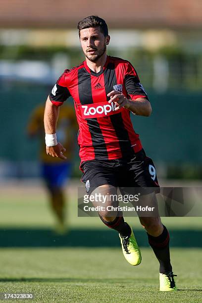 Shane Long of West Bromwich Albion in action during the pre season friendly match between Puskas FC Academy and West Bromwich Albion at the Varosi...