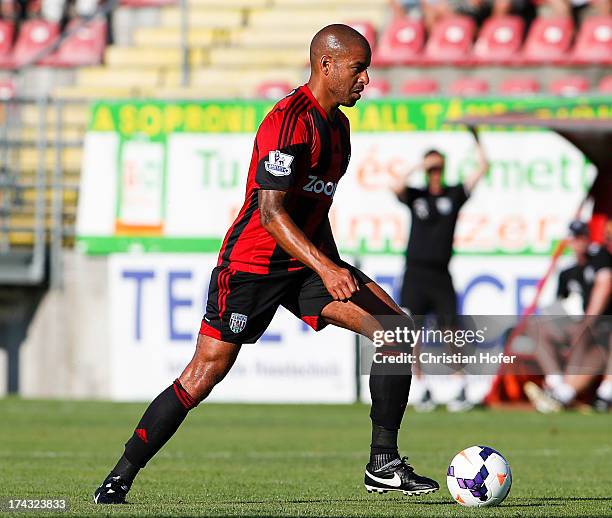 Steven Reid of West Bromwich Albion in action during the pre season friendly match between Puskas FC Academy and West Bromwich Albion at the Varosi...