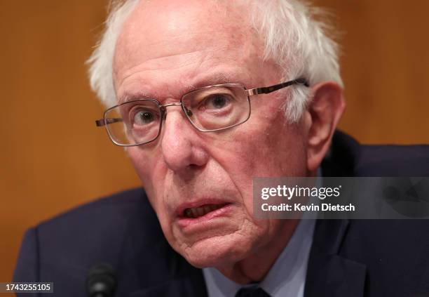 Chairman of the Senate Health, Education, Labor and Pensions Committee Sen. Bernie Sanders questions Monica Bertagnolli during her confirmation...