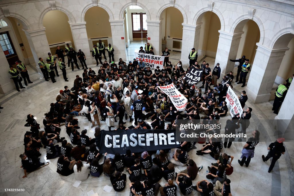 Protesters Hold A Rally Outside The U.S. Capitol Building Calling For A Ceasefire In Mideast War