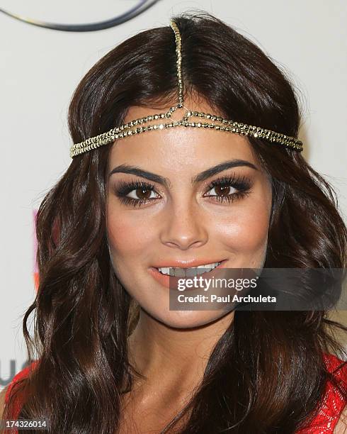 Actress Ximena Navarrete attends the premiere of Univision's new Telenovela "La Tempestad" at Universal CityWalk on July 23, 2013 in Universal City,...